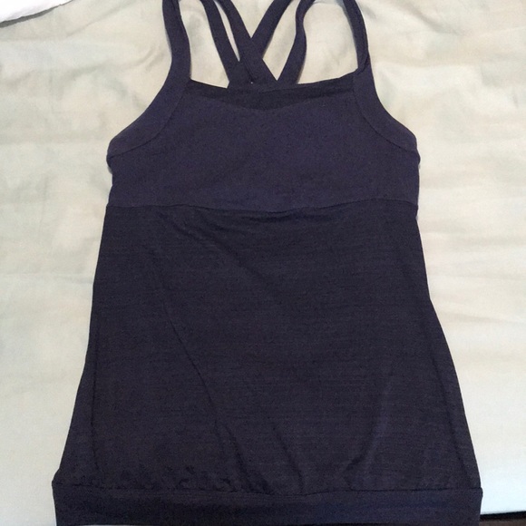 Athleta tank navy blue cross back built in bra - Picture 1 of 4